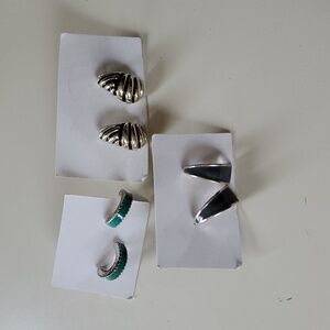 3 pairs stud earrings. Costume